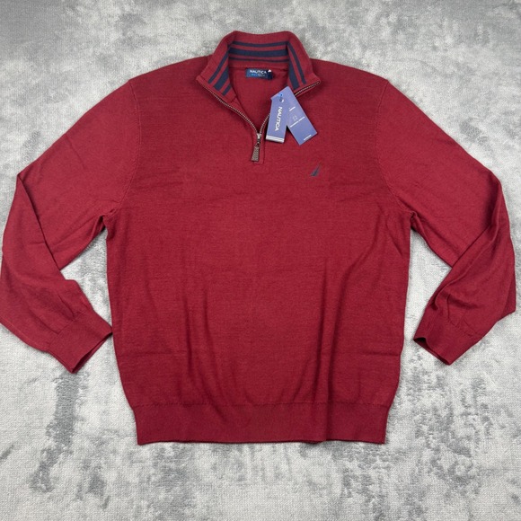 Nautica Other - Nautica NavTech Mens XL Burgundy Red Quarter Zip Pullover Sweater NWT